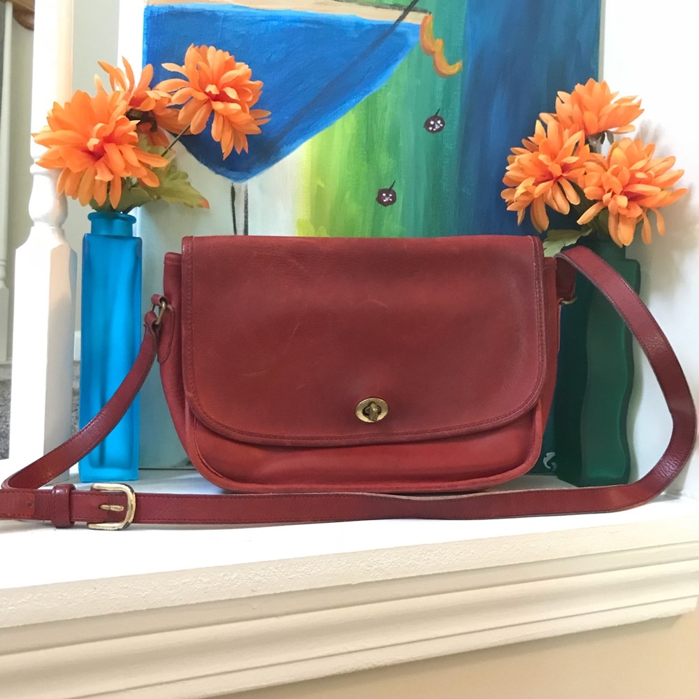 Coach Legacy Red Leather Flap Handbag